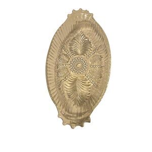 Vintage Anchor Hocking Feather & Pearl Oval Relish Dish 8.5" Hobnail Handles